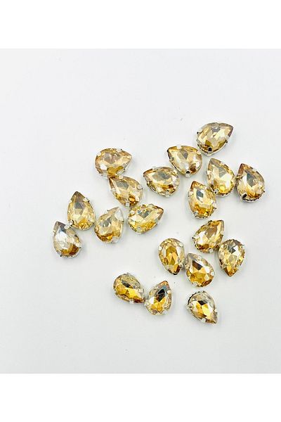 yiğit aksesuar 10x14 1.4 cm Champagne Case Strut Drop Glass Stone 40 Pieces
