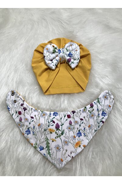 Koala Tasarım Fiyonklu Bone Ve Önlük Kız Bebek