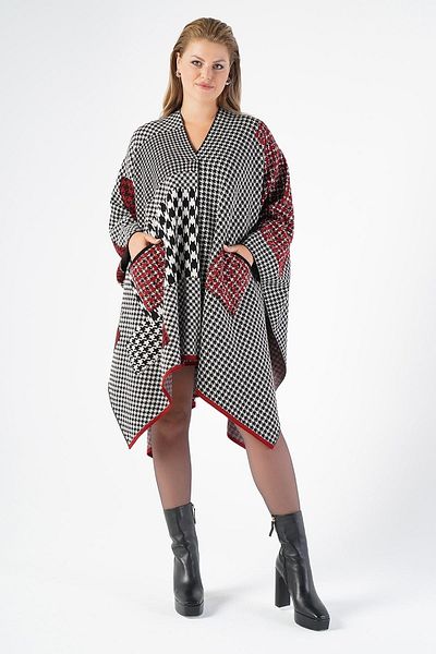 Nelly Women's Houndstooth Patterned Poncho U/5119