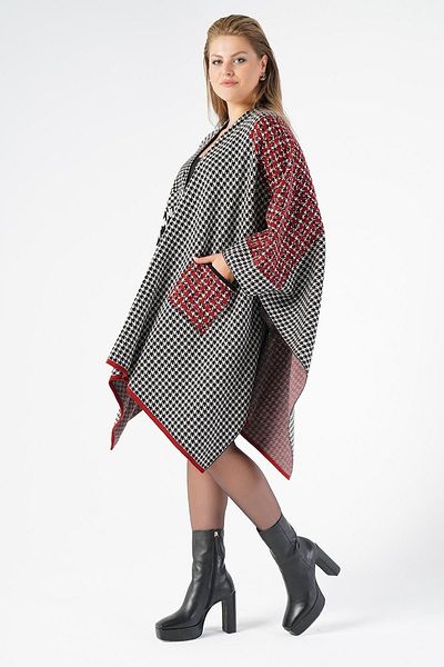 Nelly Women's Houndstooth Patterned Poncho U/5119