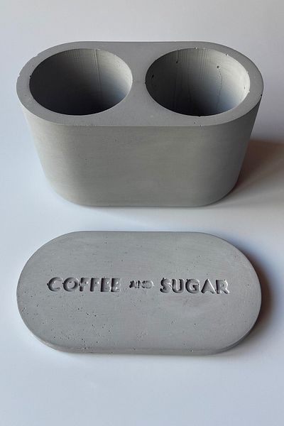 sin istanbul 2 Compartment Coffee Sugar Bowl with Lid Concrete Gray