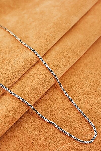 Güzel Gümüşçülük 925 Ayar Gümüş El Işi 2 Mm Erkek Kral Zincir Kolye