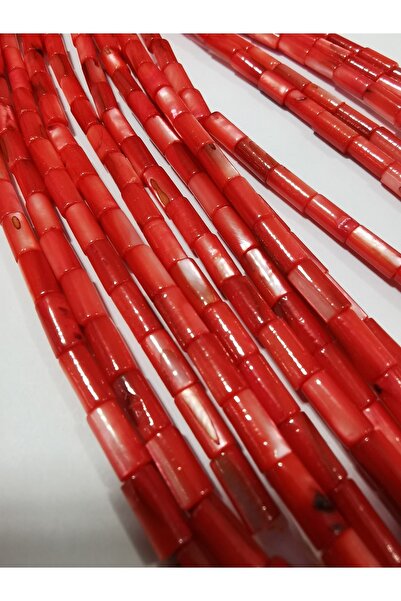 LİVZA BİJUTERİ Kırmızı Boru Sedef Dizisi 15x4 Mm