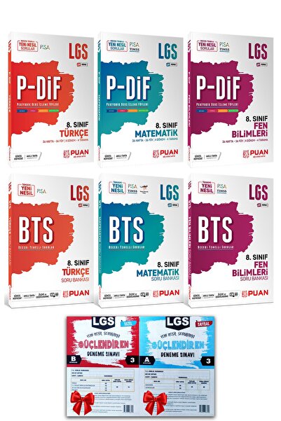 Puan Yayınları 8.sınıf Lgs Türkçe Matematik Fen Bilimleri Pdif Konu Anlatım Ve Bts Soru Bankası Seti