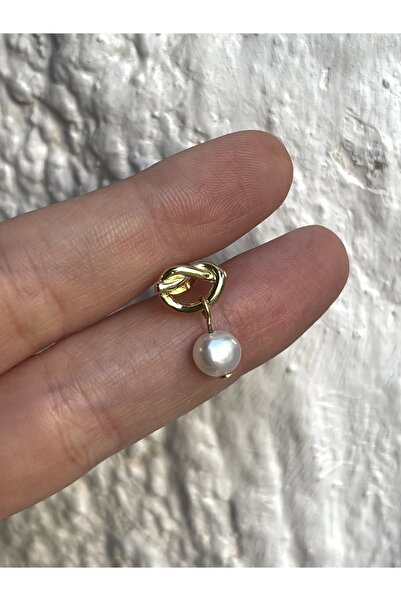 denizden silver Tekli Incili Aşk Düğümü Gümüş Küpe - 1 Adet