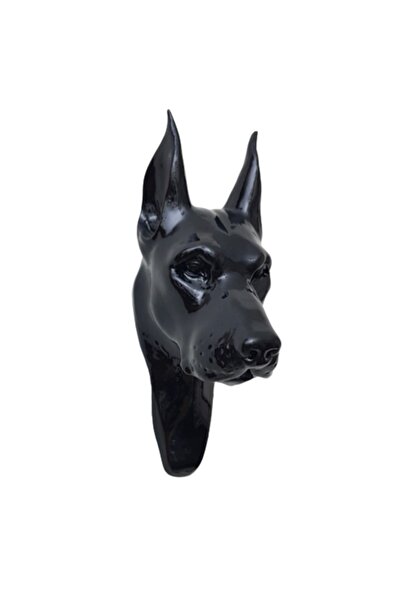 LivadoHome Doberman Köpek Siyah Dekoratif Duvar Heykeli