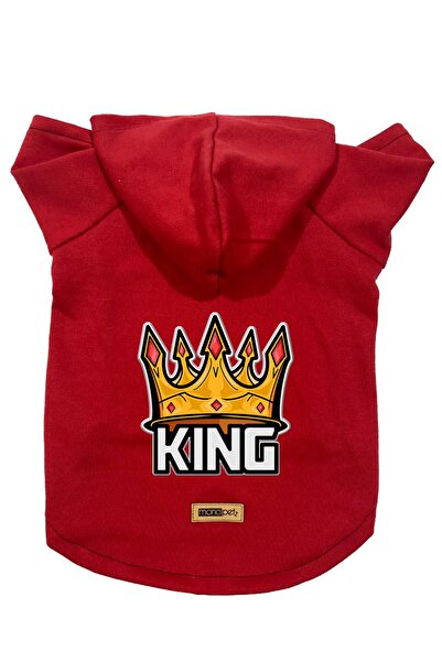 Monopetz Kapişonlu Polar Sweatshirt Köpek Ve Kedi Kıyafeti & Elbisesi - Kırmızı King