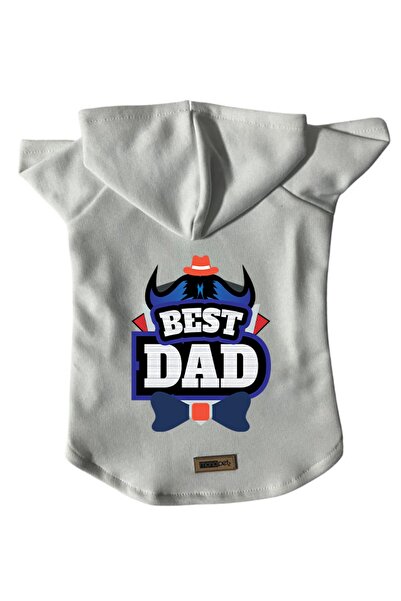 Monopetz سويت شيرت من الصوف بغطاء للرأس ملابس للكلاب والقطط - أبيض Best Dad