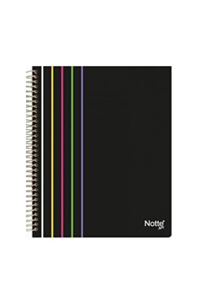 Notte Caiet A4 negru, 100 de coli, cu capac din plastic, cu spirală, 60-478