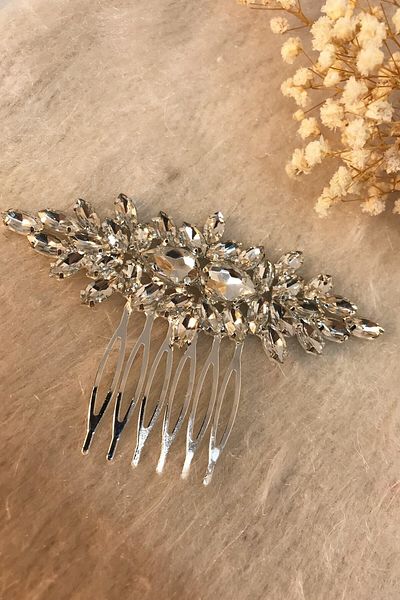 Hayalperest boncuk Crystal Stone Gold Bridal Hair Clip - Combed Design