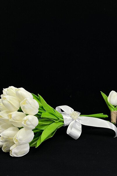 Hayalperest boncuk Gelin Buketi 15 Islak Lalenin Sadeliği 2'li Set