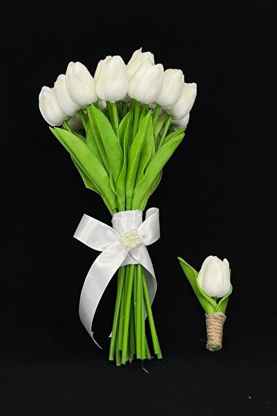 Hayalperest boncuk Gelin Buketi 15 Islak Lalenin Sadeliği 2'li Set