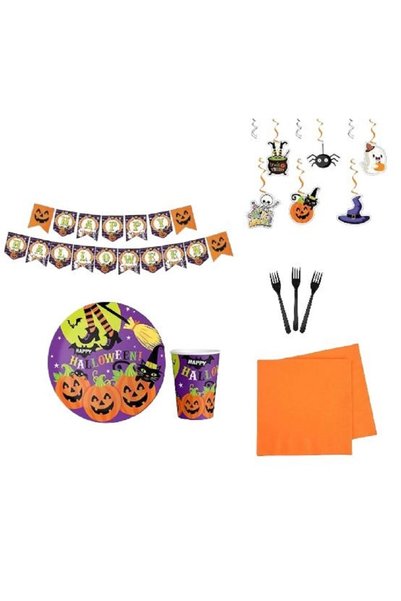 Happyland Halloween Cadılar Bayramı Kutlama Masa Seti + Banner + Tavan Süs