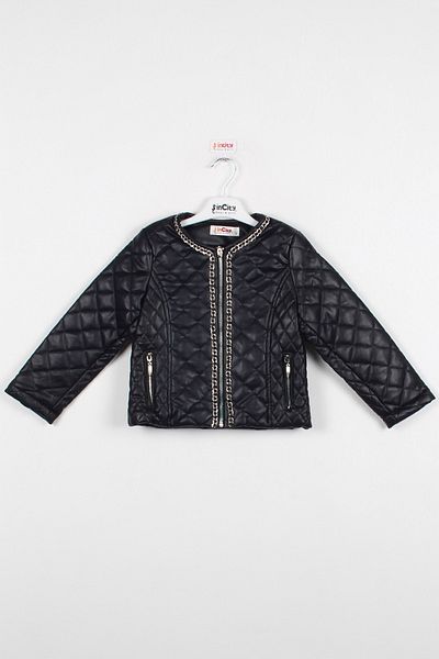 incity Girl's Navy Blue Leather Coat