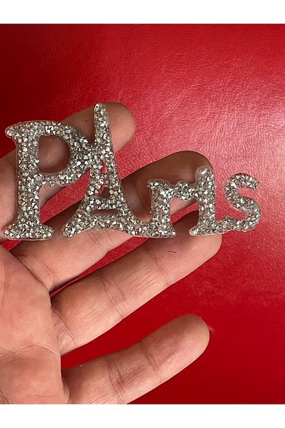 Gönülden Tasarım 8x4 Cm Paris Silver Stone Turnul Eiffel Transparent Adeziv cu Fier de călcat Applique Patch