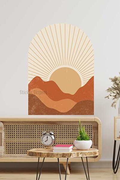 Sticker Ekspres Bohem Dağlar Ve Güneş Arch Kemer Duvar Sticker