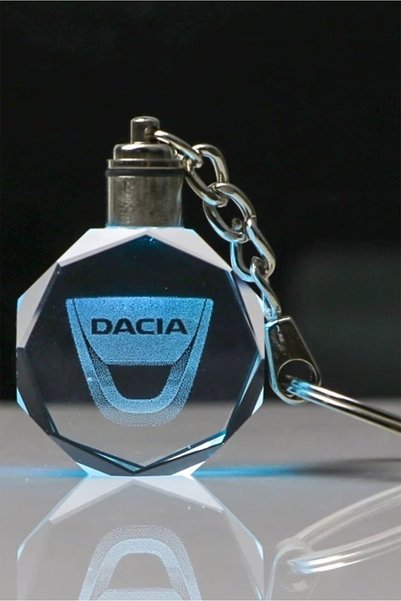 MERTKRİSTAL Led Keychain 2d Blasting Crystal Led Light Keychain with Dacia Logo, Car Keychain