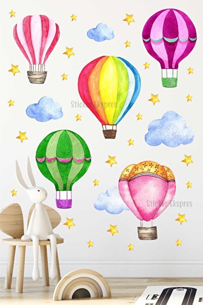 Sticker Ekspres Renkli Suluboya Balonlar Çocuk Odası Duvar Sticker Seti