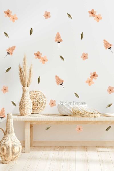 Sticker Ekspres Çiçekler Ve Yapraklar Duvar Sticker Seti