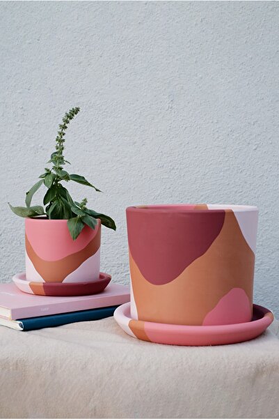 fidayy Terracotta Toprak Saksi & Tabak Pembenin Tonları 2li Set