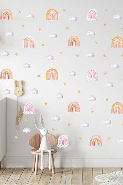 Sticker Ekspres Gold Sim Efektli Gökkuşakları Gökkuşağı Çocuk Odası Duvar Sti...