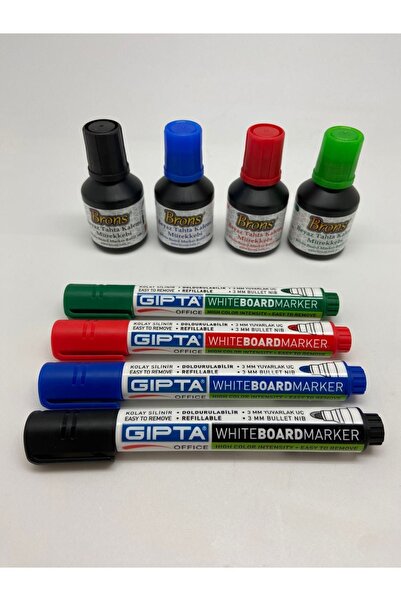Gıpta Doldurulabilir 4 Renk Tahta Kalemi + Brons 30cc Mürekkep Set