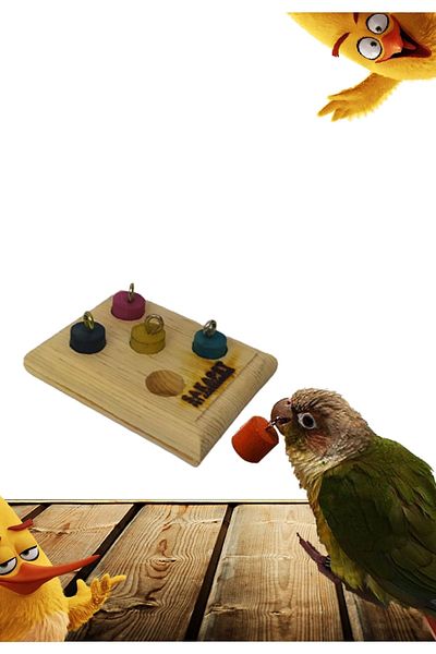SAKAPET Natural Colored Parrot Wooden Intelligence - Educational and Interactive Toy