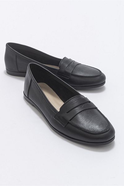 LuviShoes F02 Fekete bőrű női balerinák