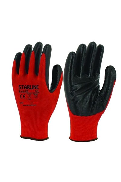 Starline E-43ks Kırmızı-siyah Nitril Eldiven No:10
