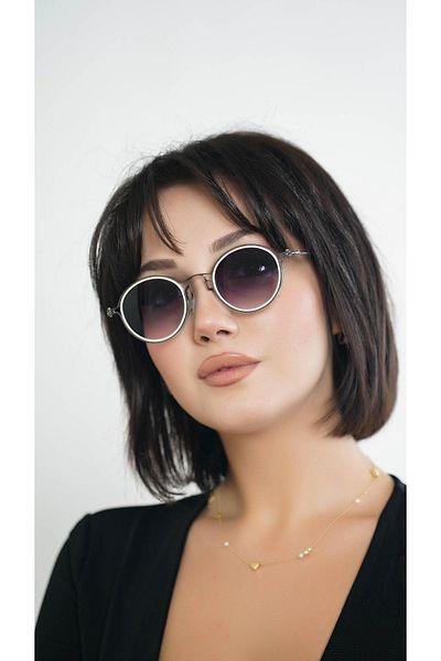 Angel Eyes Round White Bone Frame Unisex Sunglasses Ae2109c4