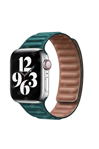 AktarMobile Watch Ultra 49 Mm Uyumlu Baklalı Model Deri Kayış Mıknatıslı Kordon