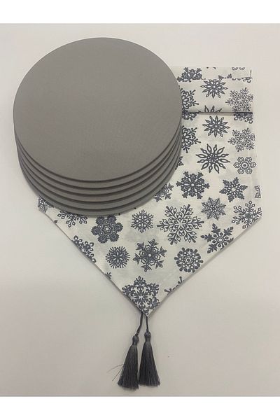 NATURAL HOME New Year's Table Comsepti Snowflake Runner Supla Set