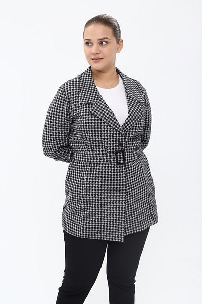 Piano Luce Pianoluce Women's Plus Size Pocket Belted Jacket Black Plwm23Ckt02