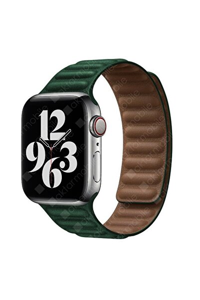 AktarMobile Watch Ultra 49 Mm Uyumlu Baklalı Model Deri Kayış Mıknatıslı Kordon