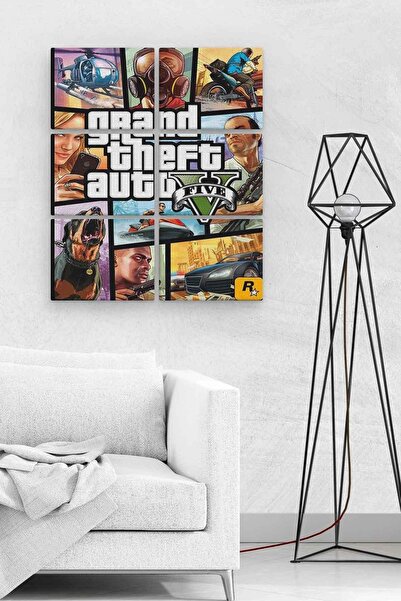 Zeron Tasarım Gta 5 6 Parça Ahşap Mdf Tablo Nhl2801