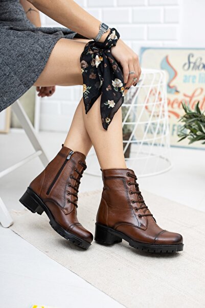 Deripabuc Γνήσιο δέρμα Tan Γυναικείες Δερμάτινες Μπότες Dp46-1610