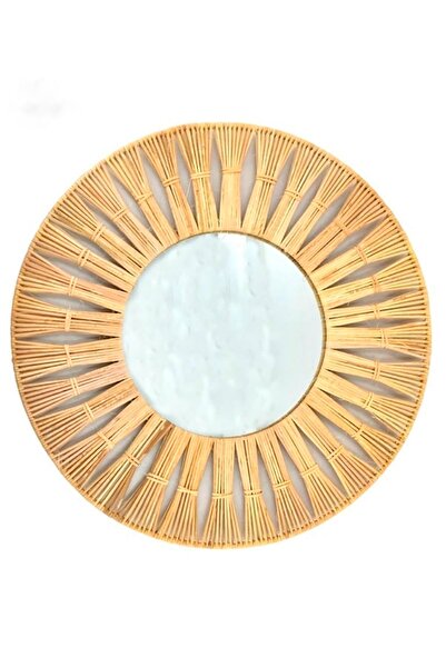 DEKORKMAZ Bambu Rattan Duvar Aynası 50 Cm