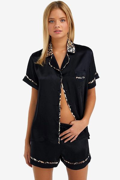 AYYILDIZ 3967 Costum cu pantaloni scurți din satin negru
