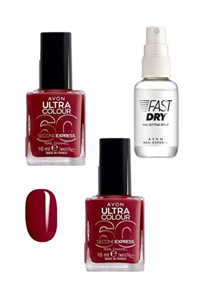 AVON Ultra Colour Hızlı Kuruyan Tırnak Cilası Dashıng Red (kırmızı) 2 Adet +oje Kurutucu 1 Adet