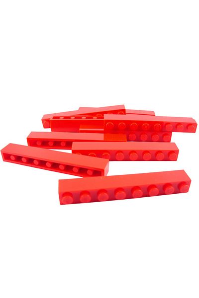 LEGO Original Accessory Custom Moc Creator Brick 1 X 8 Brick Red 4 Pieces Will Be Sent