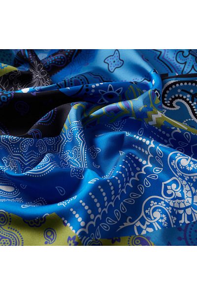ipekevi Μεταξωτό μαντίλι Tivil με μοτίβο Saks Blue Patchwork