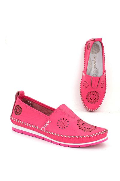 Deripabuc Genuine Leather Fuchsia Women's Leather Casual Shoes Dp16-0066