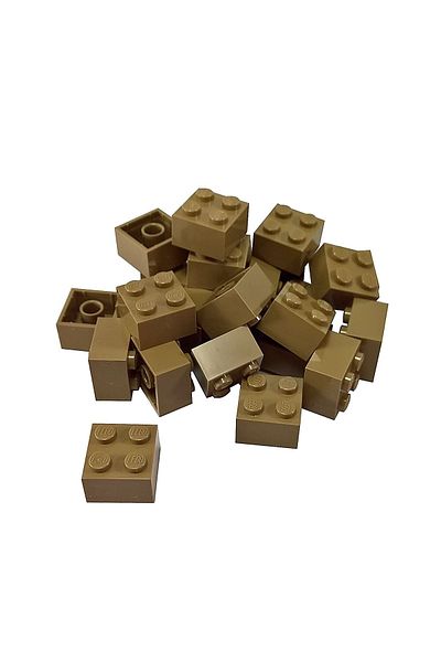 LEGO Custom Moc Creator Brick - 2x2 Brick, Dark Tan Tan, 4 Pieces Will Be Sent