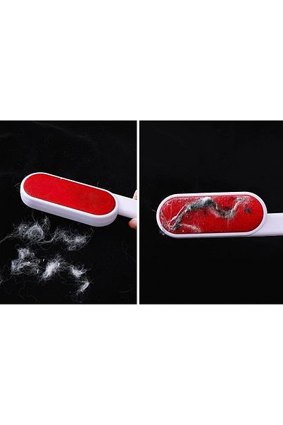 Hanedanev Double Sided Lint Collector Handle Red Feather Bristle Wool Dusting Brush 24 cm