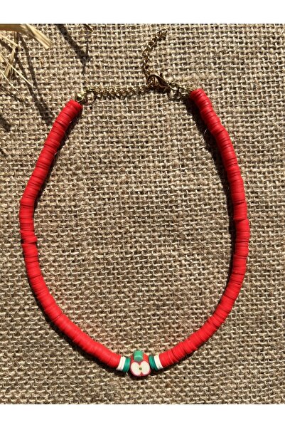 Karlay قلادة فيمو على شكل تفاحة حمراء للأطفال