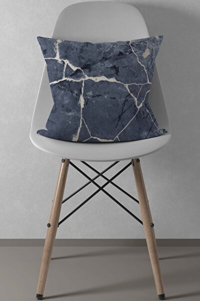 menesahome Мармуровий візерунок, мармуровий візерунок на подушці, темно-синя ...