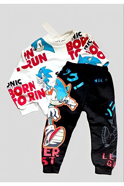 Pink Hippo Kids Kirpi Sonic Baskılı Çocuk Alt Üst Eşofman Takım