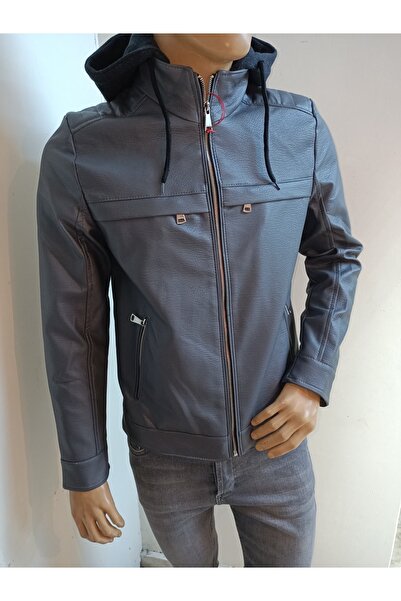 Zago Παλτό από συνθετικό δέρμα με κουκούλα Slimfit