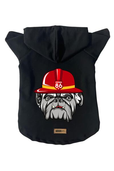 Monopetz سويت شيرت من الصوف بغطاء للرأس ملابس للكلاب والقطط - أسود Firemen - ...