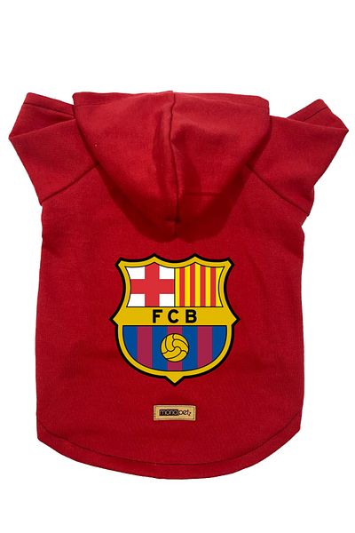 Monopetz Hooded Fleece Sweatshirt Dog And Cat Outfit & Dress - Red Barcelona - Size S